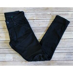 G Star Raw Jeans Mens 29 x 32 Black Stretch Denim 5620 3D Zip Knee Skinny Leg